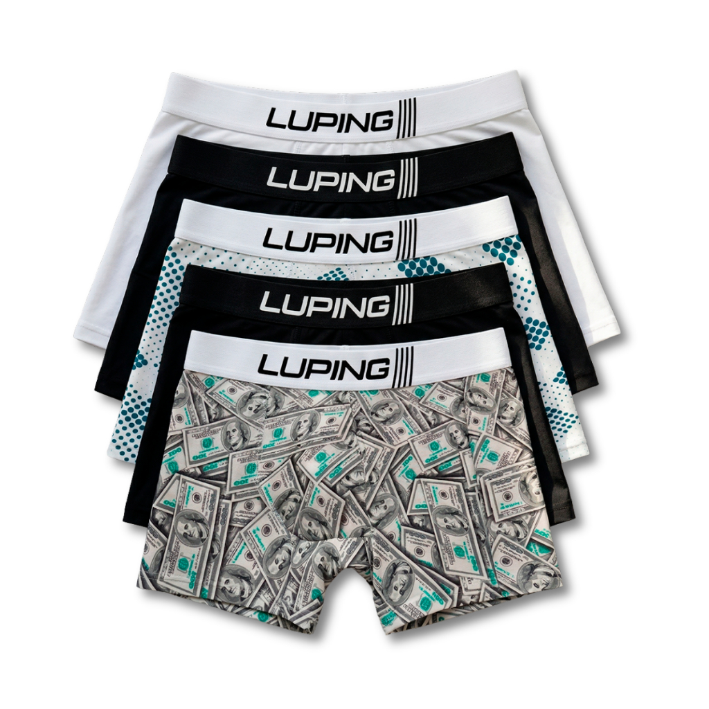 Kit 10, 5 Cuecas Microfibra Adulto Boxer  Forro 100% Algodão Com Elástico Lisa E Estampada Sortidas