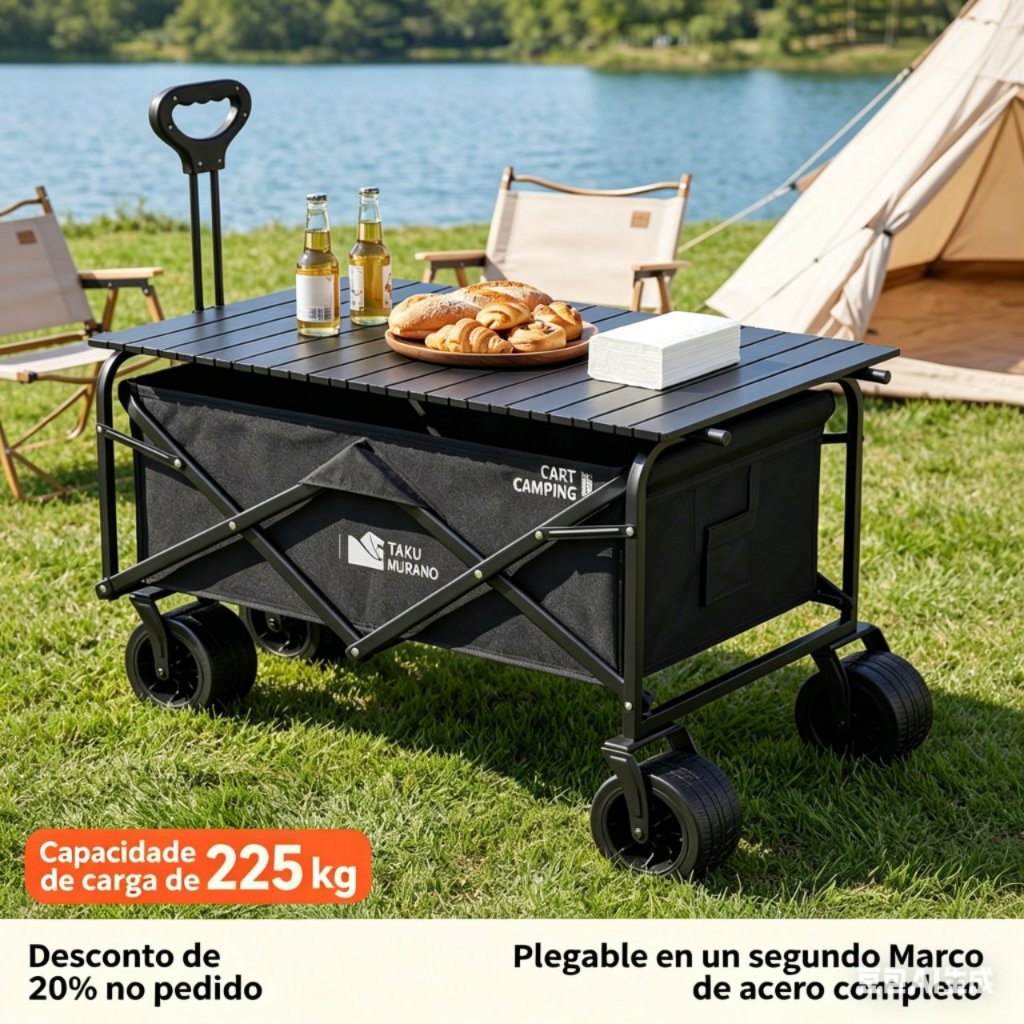 Carrinho de utilidades para atividades ao ar livre, carrinhos dobráveis, praia, jardim, camping, compras, baús de armaze
