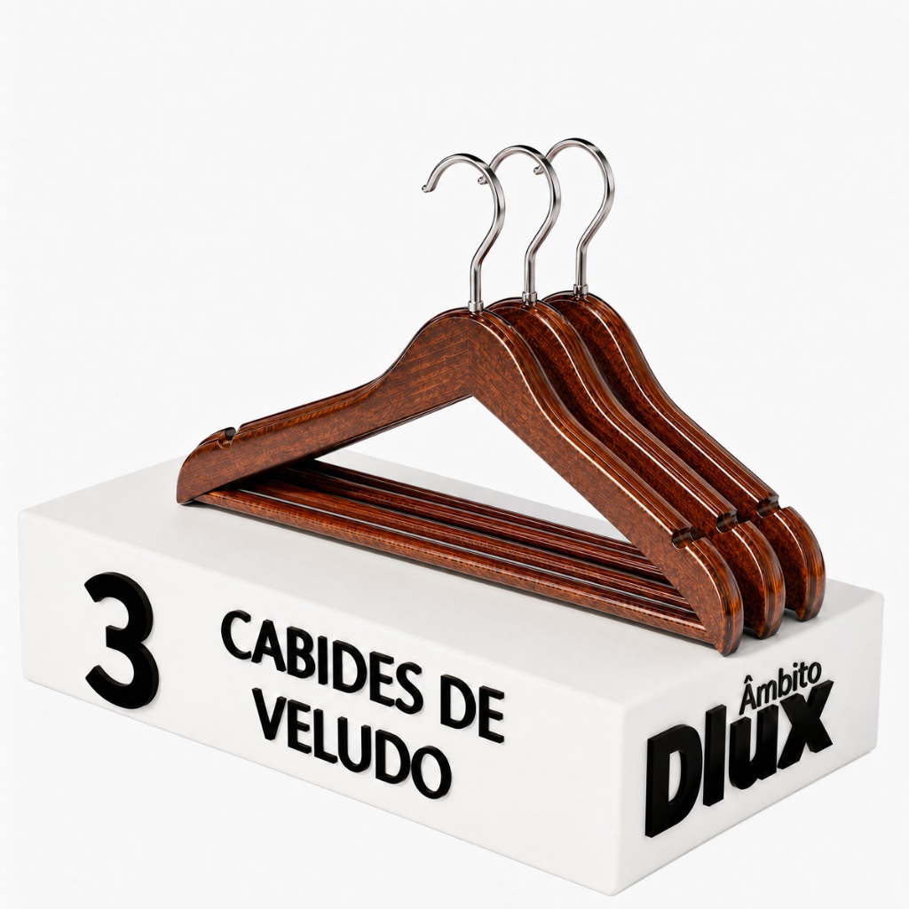 Kit 3 Cabides Madeira Rústico Antideslizante Premium ara Roupas Calça Gancho Cromado Adulto Antideslizante