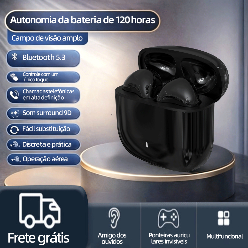 PRETO A13 Premium Line Bluetooth Headphones Compatible with iPhone/android Bluetooth 5.3, cancelamento de ruído ativo