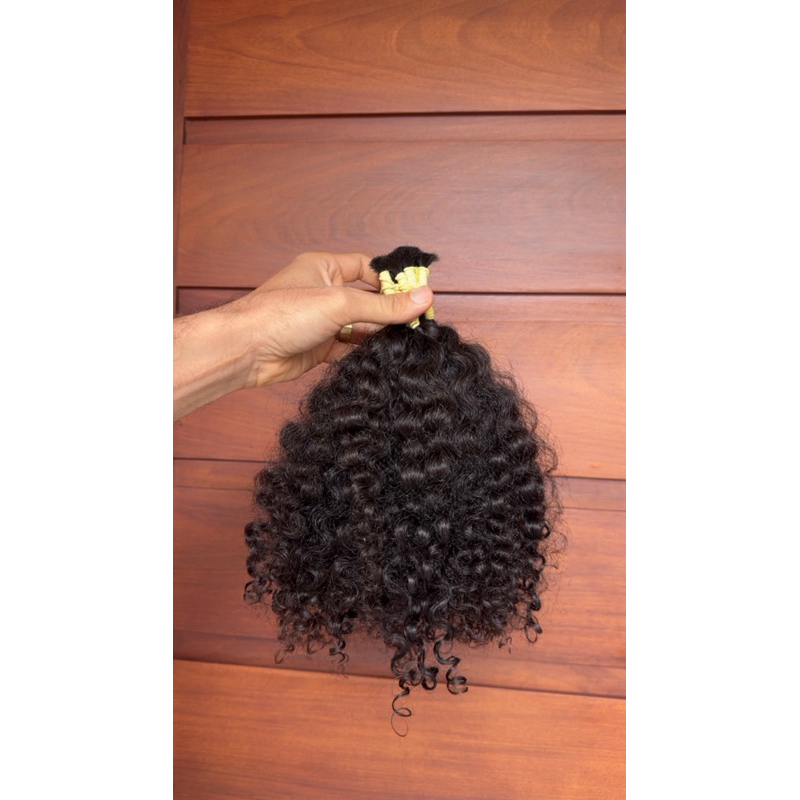 Cabelo Humano Brasileiro do Sul Cacheado Natural  35/45 Cm 130 Gramas Crespo