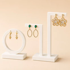 Kit Expositor de Brincos Circular e Duplo L Porta Brincos Organizador de Joias e Bijuterias para Vitrine