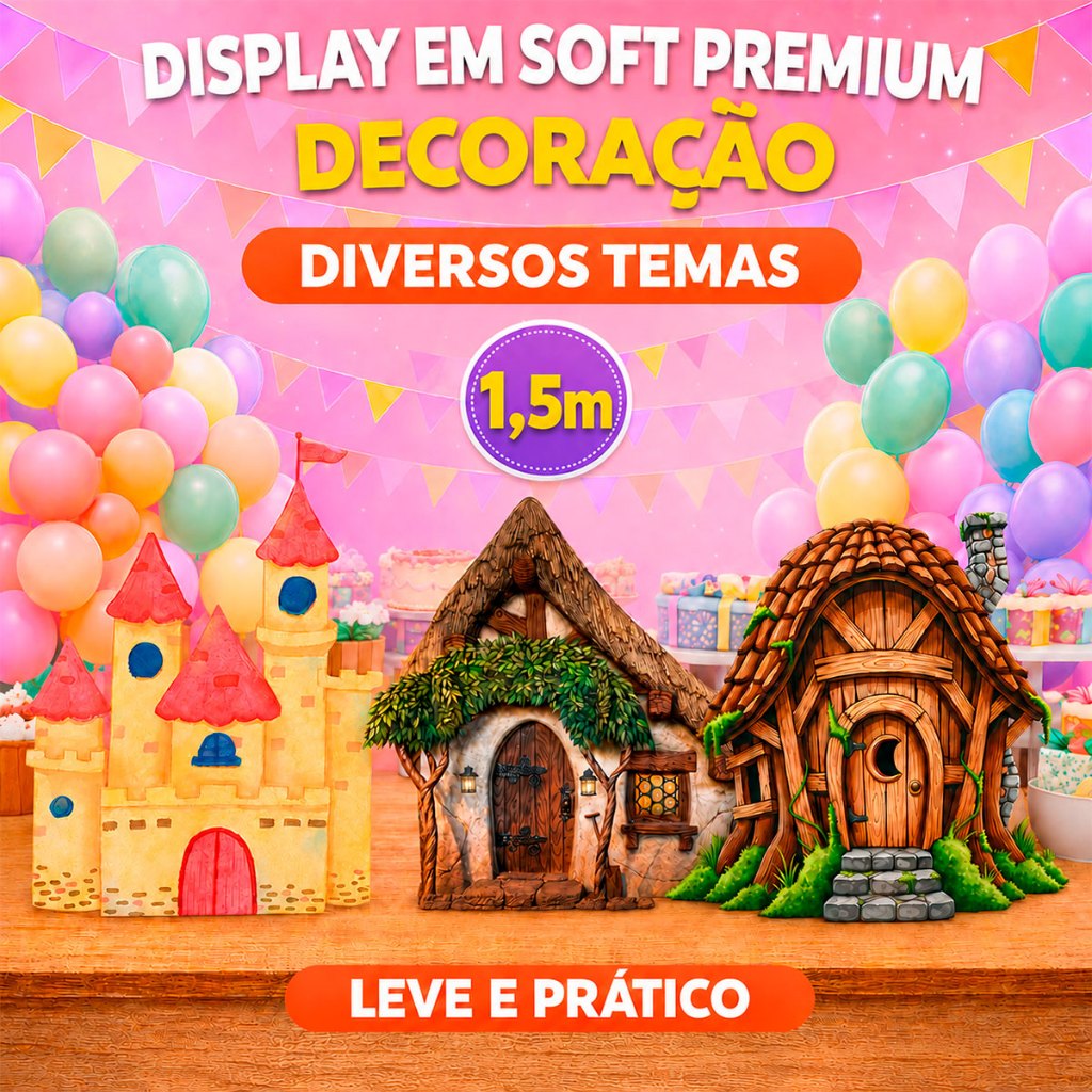Display Aplique Para Festa Em Soft Premium 1,5m - Castelo Casinha