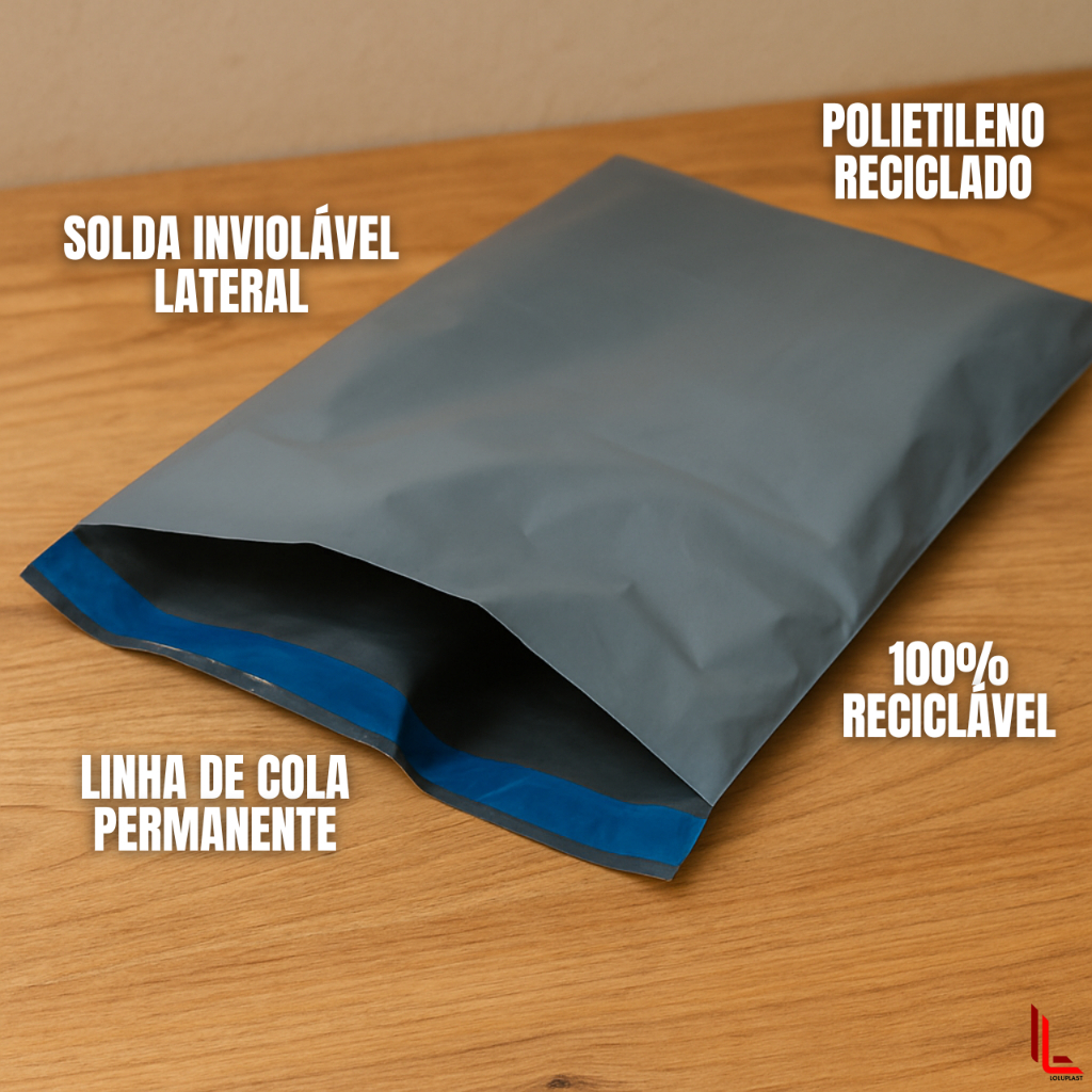 Kit 100 Envelopes de Segurança Plástico Preto Aba Adesiva 30x40 32x40 40x30 40x40 40x50 40x60 50x40 — imagem 2 de 2