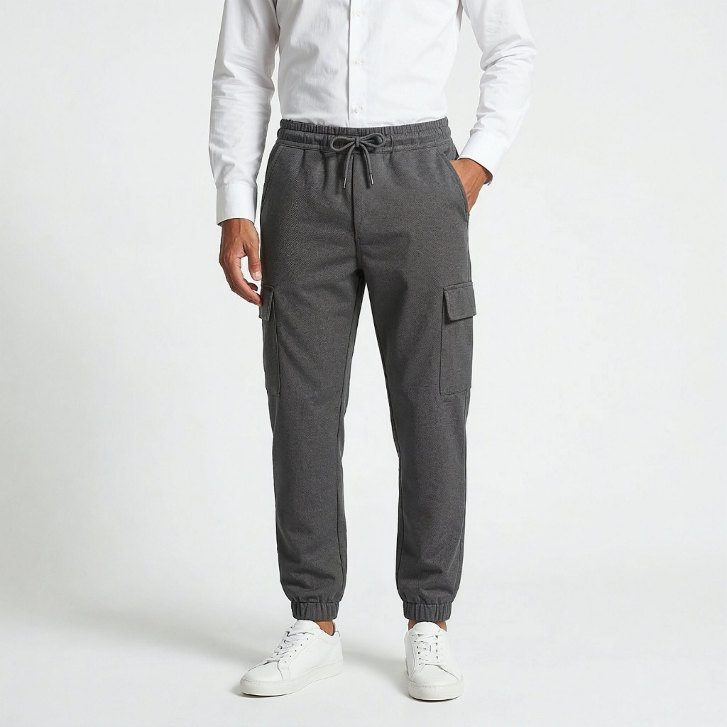 Calça Sarja Masculina Cargo Bolso Lateral Slim Elastano Jogger Confortável Casual
