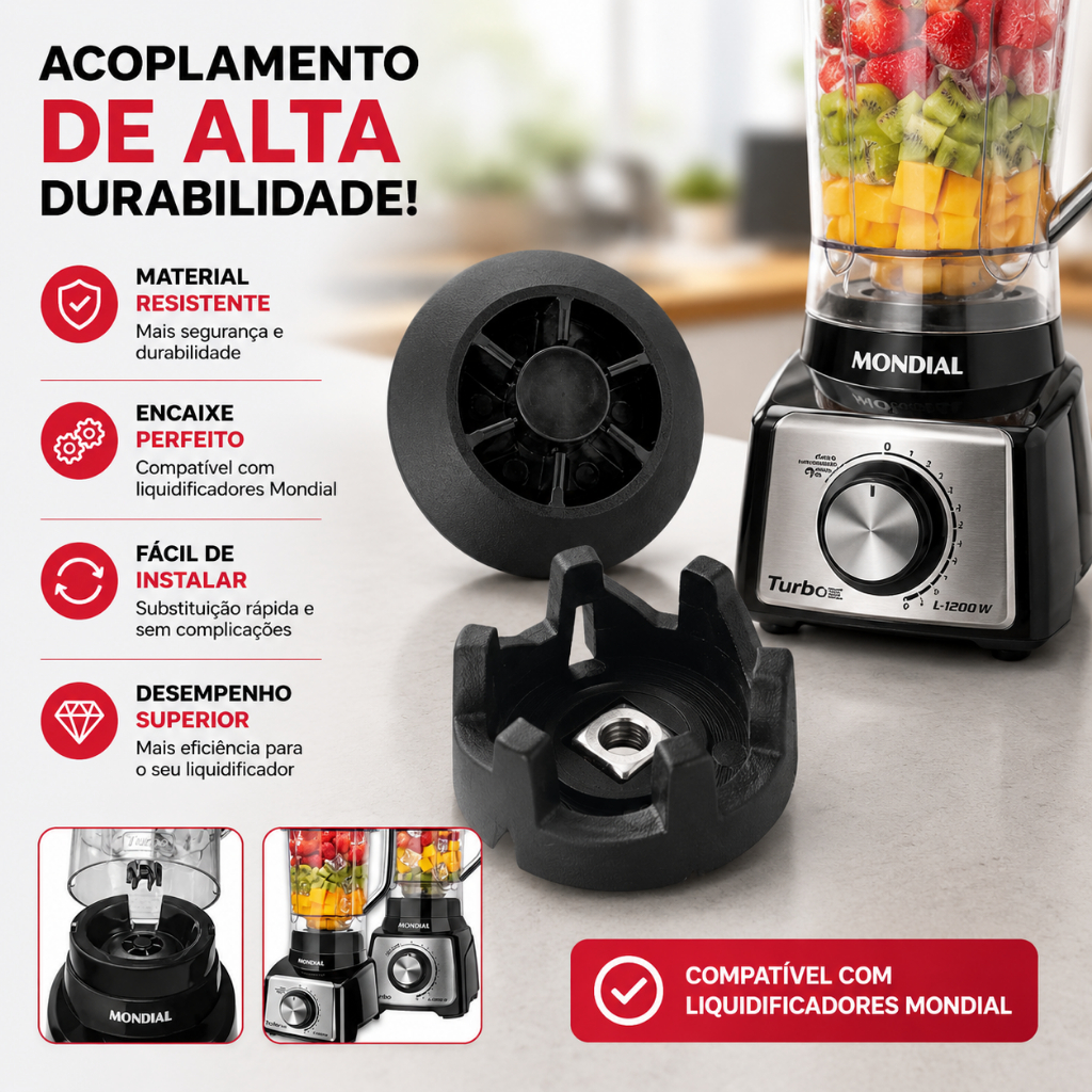 Arraste para Copo de Liquidificador e para Motor de Liquidificador Mondial L-1000/ L1200