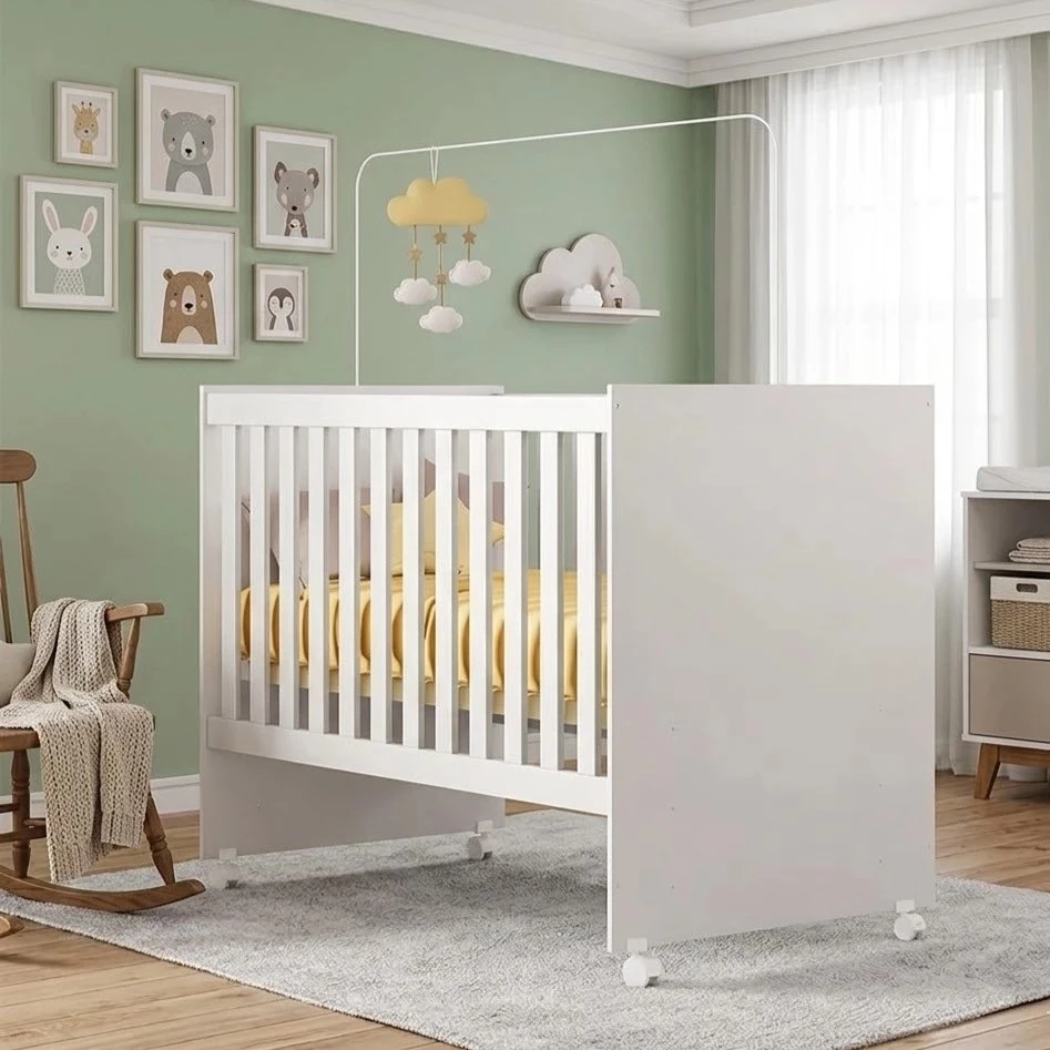 Berço Americano Life Mini Cama Rodízios Compacto Quartos Infantil Suporte Mosquiteiro Colchão Incluso
