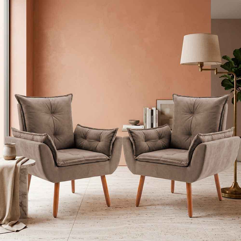 Kit Decorativo 2 Poltronas Cadeira Opalla Confortável Para Sala de Espera