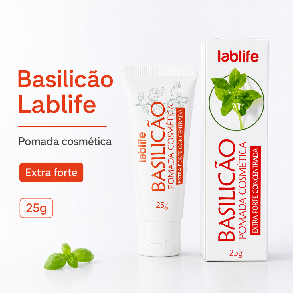 Basilicão Pomada 25g - Auxilia na Secagem e Cicatrização de Espinhas e Furúnculos Lablife