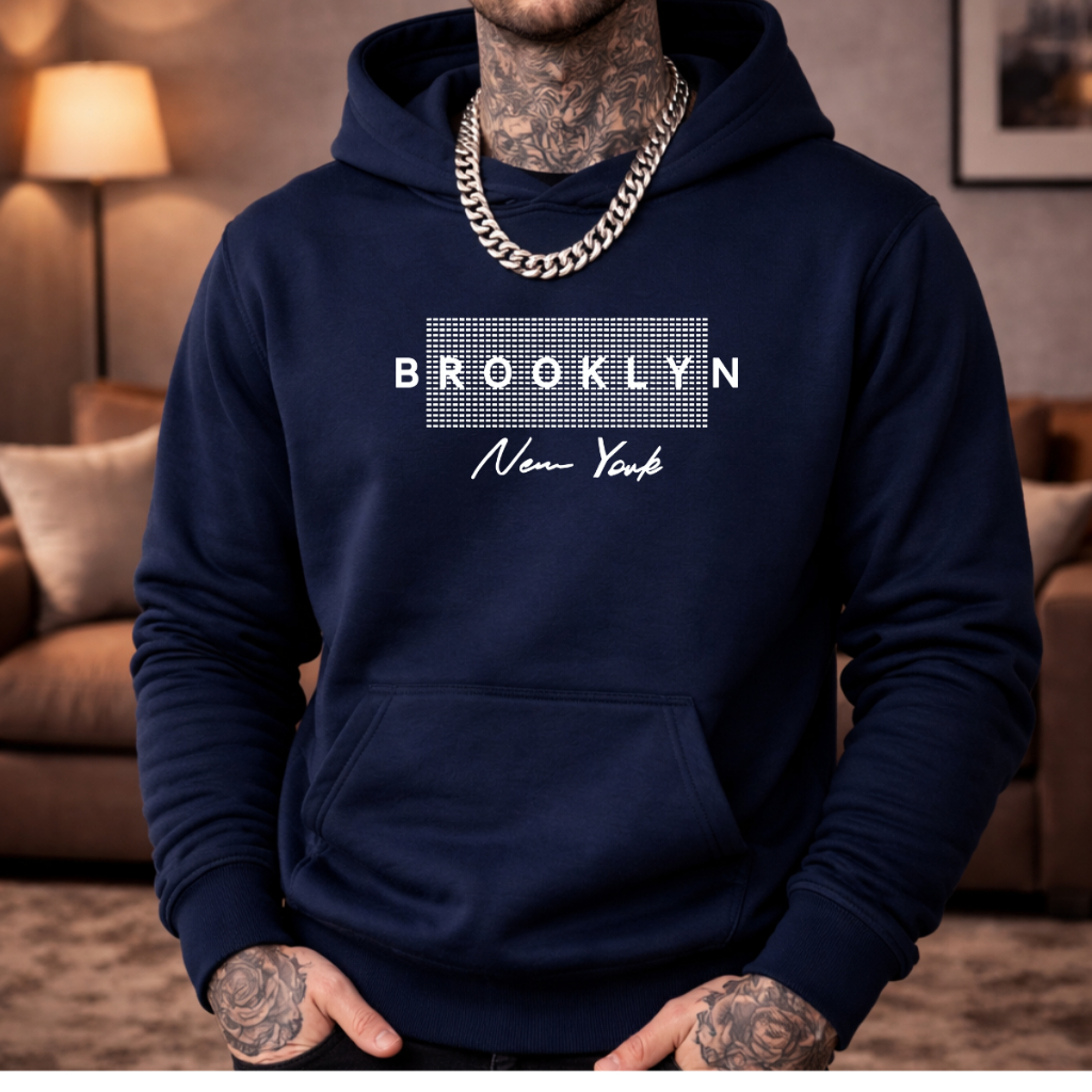 Moletom Canguru Caso de Frio Masculino Flanelado Quentinho Estiloso Moda Casual Estampado