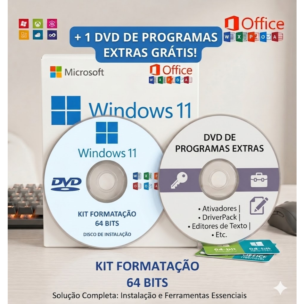 DVD Windows 11 PRO - 64 BITS + DVD Programas