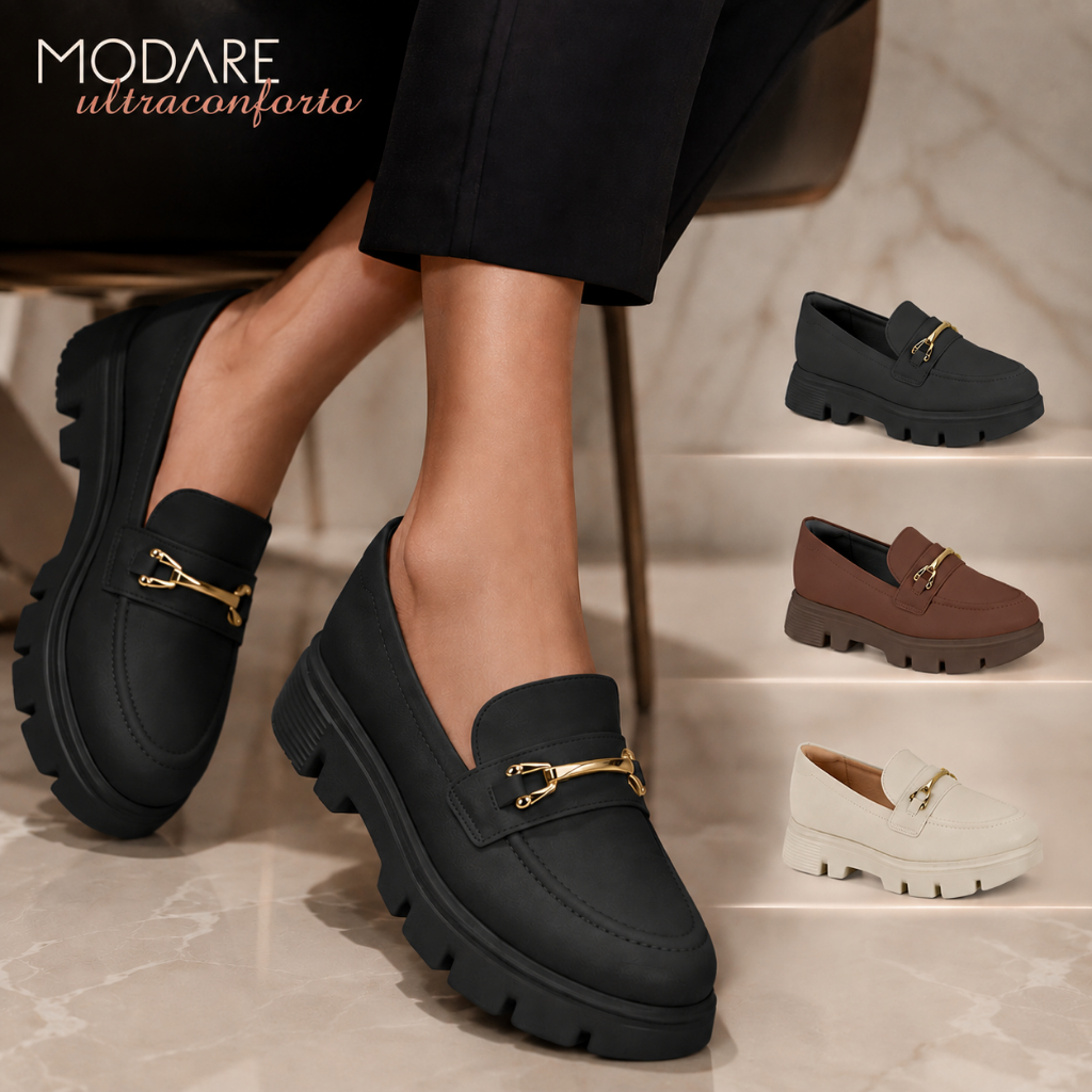 Sapato Feminino Mocassim Modare Tratorado Ortopédico Ultraconforto Macio Elegante Moda Original