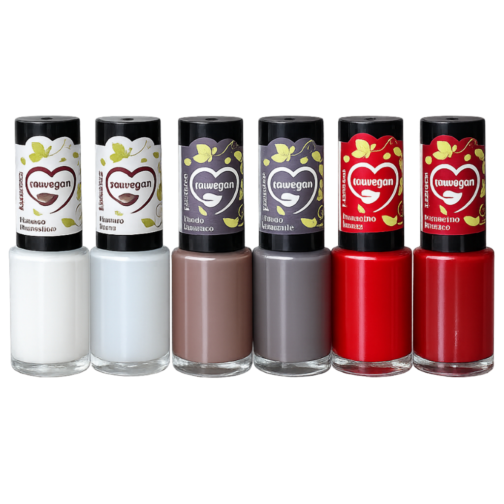 Kit 6 Esmaltes Sou Vegan Branco transparente Branco Puríssimo nude vermelhor fechado cereja