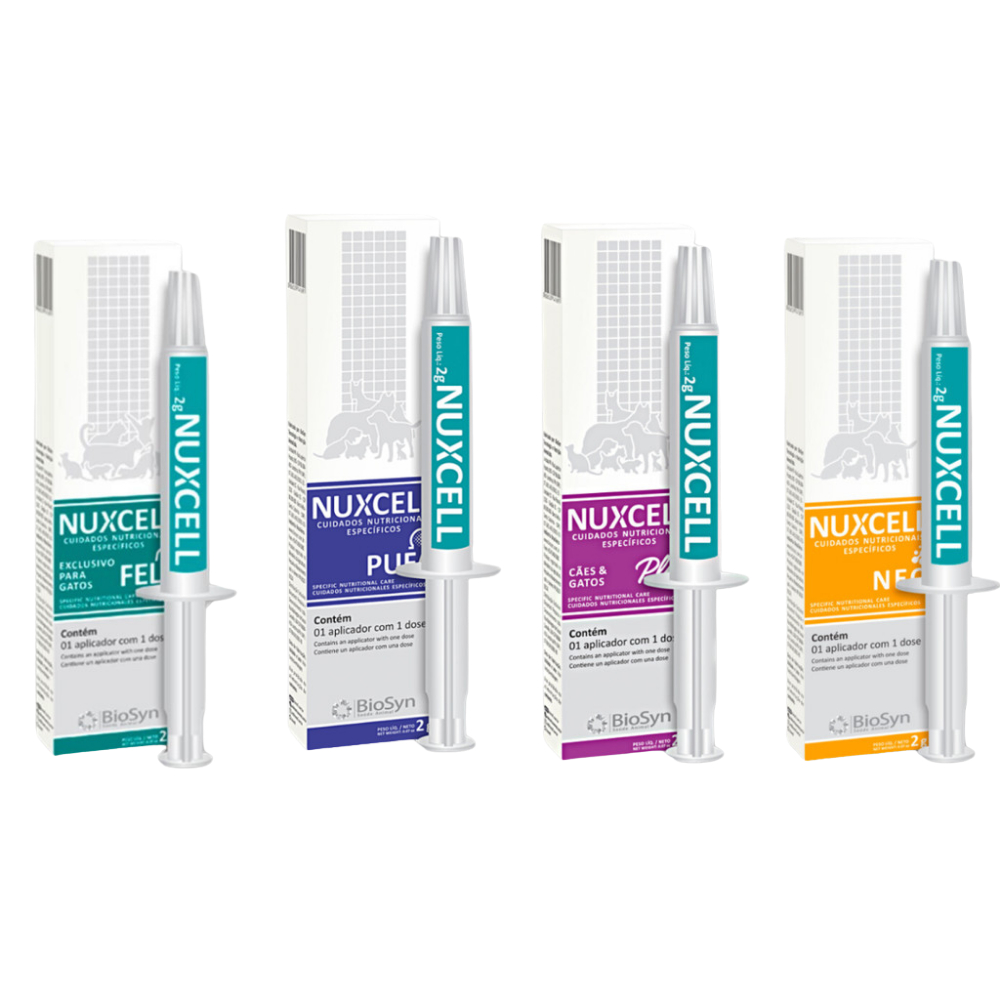 Nuxcell Suplemento Alimentar Para Cães e Gatos 2g - Escolha entre Fel, Plus, Pufa ou Neo - BioSyn