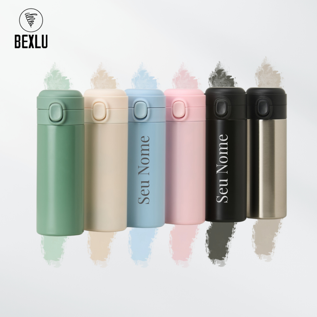 Garrafa Térmica Personalizada Água 400ml Inox Parede Dupla Colorida  Botão Original