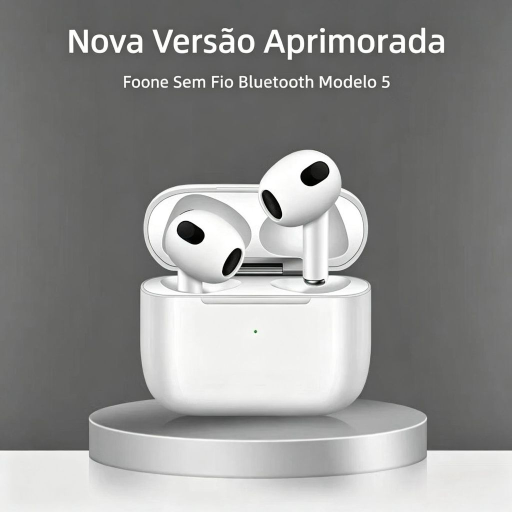 Fone Bluetooth Sem Fio Modelo 5, Redução de Ruído, Conexão Estável, Compatível com iOS e Android