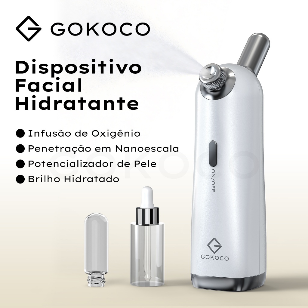 GOKOCO Pulverizador Nano Facial Portátil Névoa UItrafina Para Skincare e Maquiagem USB-C