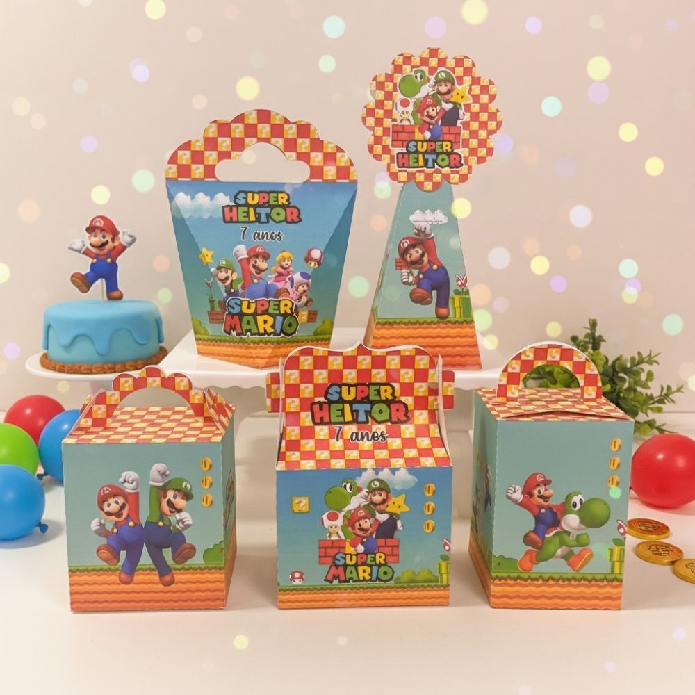 ENVIO RÁPIDO Kit Caixinha Personalizada Super Mário - Lembrancinhas para  Aniversário - SEMI-MONTADO