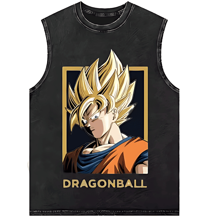 Camiseta Regata Machão Confortável Goku Super Sayajin Dragon Ball Blusa Academia Masculino Camisa Cavada Adulto Unissex