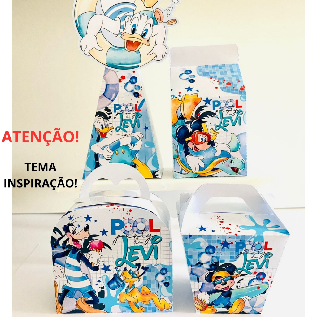 PEGUE E MONTE - Caixinhas Personalizadas MICKEY POOL PARTY - festa lembrancinha aniversário infantil