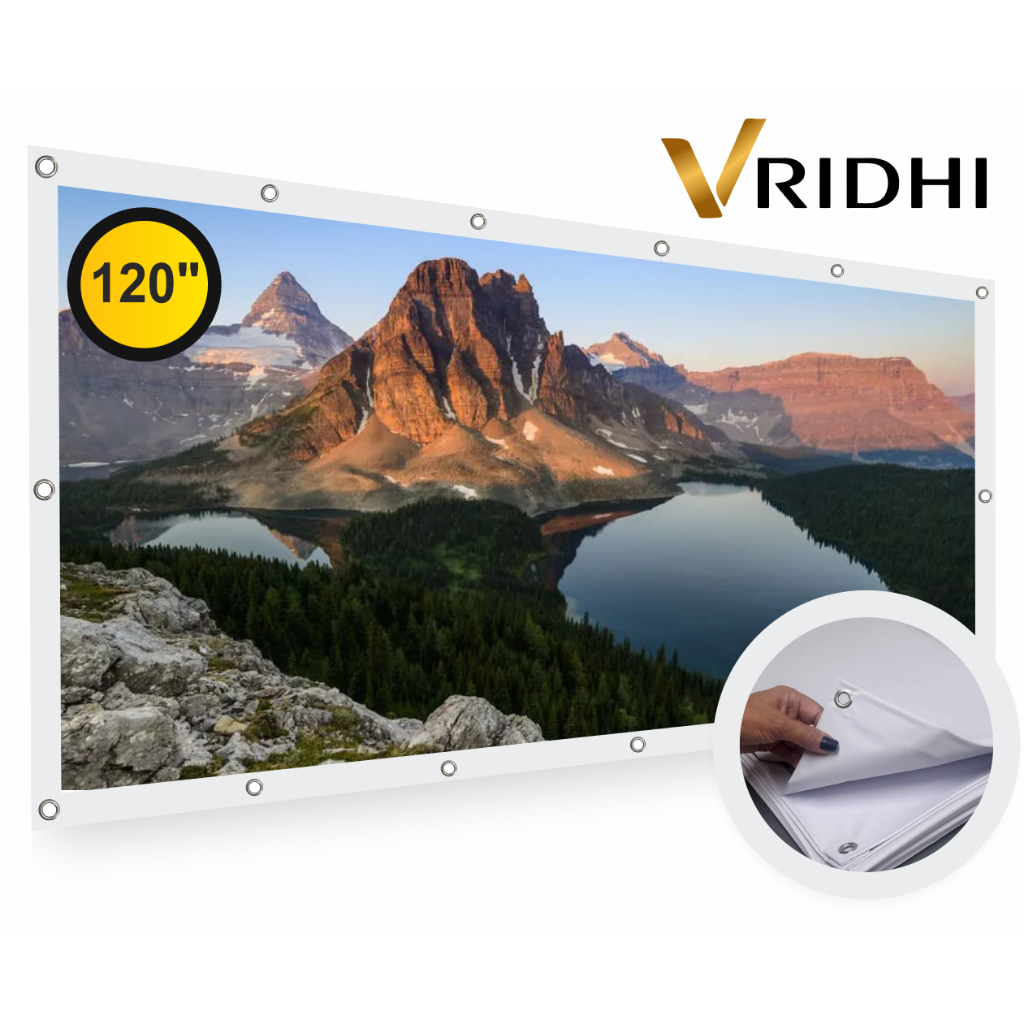 Tela de Projeção 120 Polegadas Vridhi Datashows e Projetores Full HD 1080p Lona Lonil Premium Cinema