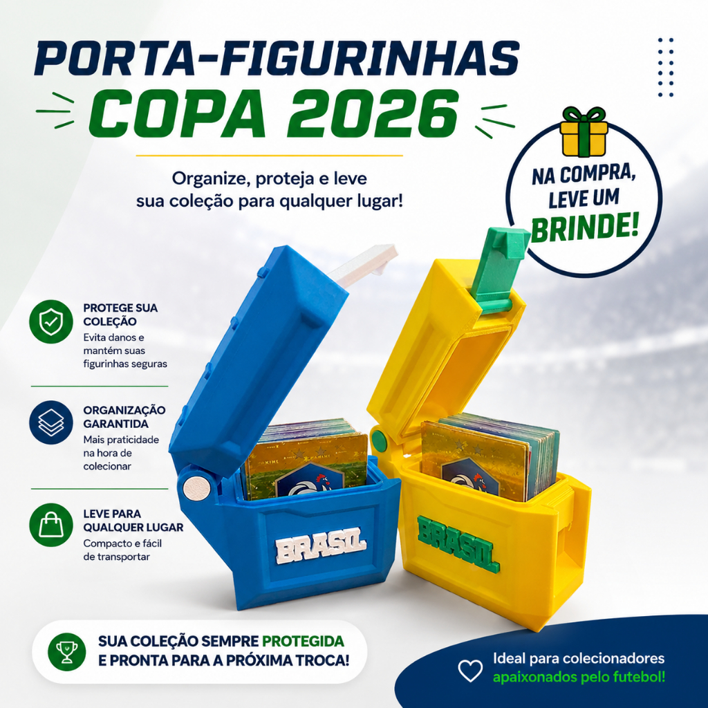 Porta Figurinhas Copa 2026 Premium Fechamento Seguro com Trava organizador case box