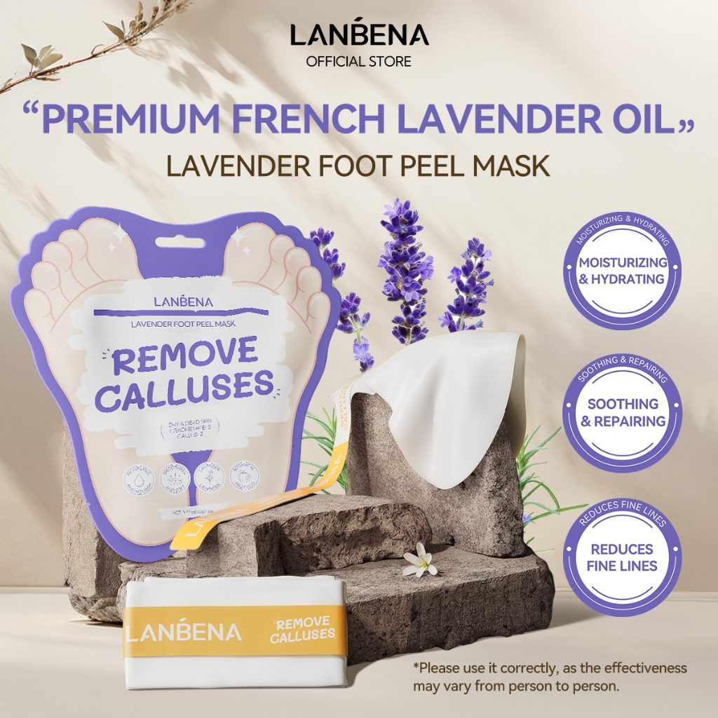 LANBENA Exfoliating Foot Mask – Whitening Foot Spa Scrub & Callus Remover for Cracked Heels