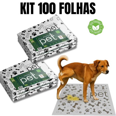Kit Jornal Pet Higiênico 100 Folhas Biodegradável Atóxico Não Mancha