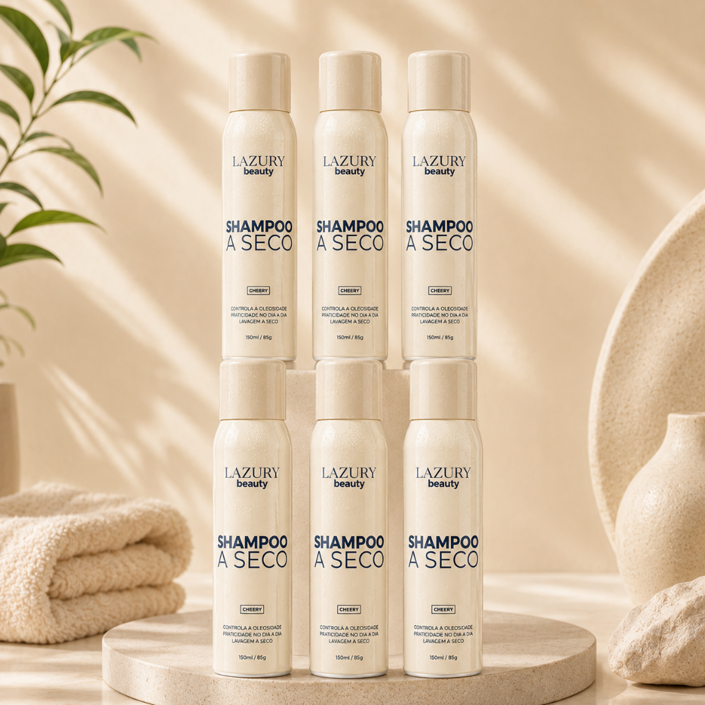 Kit Shampoo A Seco Lazury Spray 150ml Cherry Prático Reduz a Oleosidade Renovação Instantânea