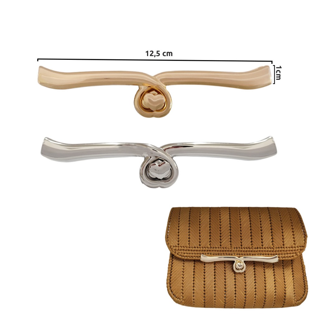 Fecho torniquete para bolsa com puxador coração 12,5cm GBS-011 com 1 unidade