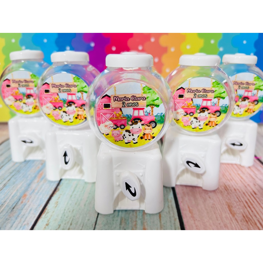 Mini Baleiro Candy Machine Fazendinha Personalizado 10 cm Lembrancinha Festa Infantil fazenda
