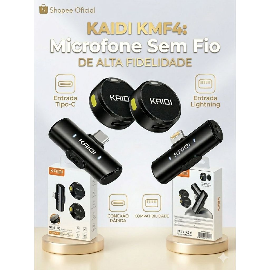 Microfone Lapela Sem Fio p/ Celular iPhone Android Tipo C Profissional Limpo Audio