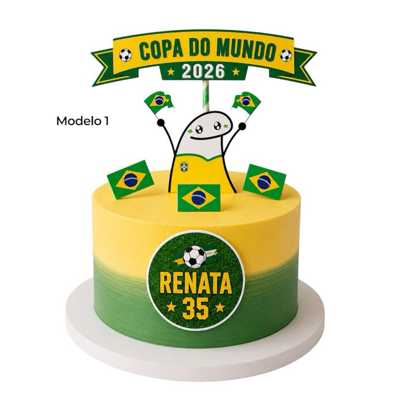 Topo Topper de Bolo COPA Brasil Futebol 2026 Personalizado Qualidade Premium COPA DO MUNDO