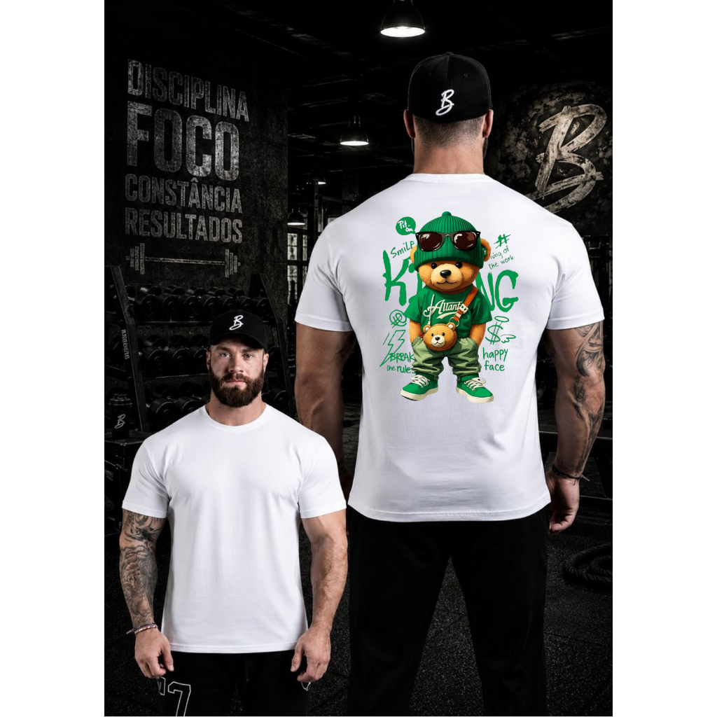 Camiseta Academia Treino Pesado Musculação Funcional 100% Algodão Premium Masculina Feminina Unissex Urso Básica