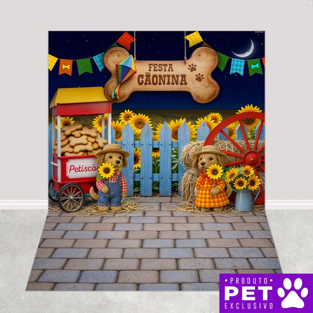 Fundo Fotográfico Festa Junina Pet Shop Cenário Tecido 1,20x1,70m Painel Fotos Arraiá - PET-154