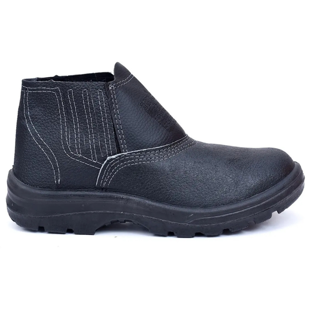 Botina De Segurança Bota De Trabalho Couro Relax Bico PVC EPI Antiderrapante Masculino Confortável