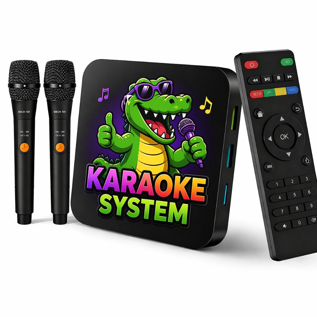 Aparelho de Karaoke + 18.000 Músicas Videoke + Pontuação Real  + 2 Microfones s/fio