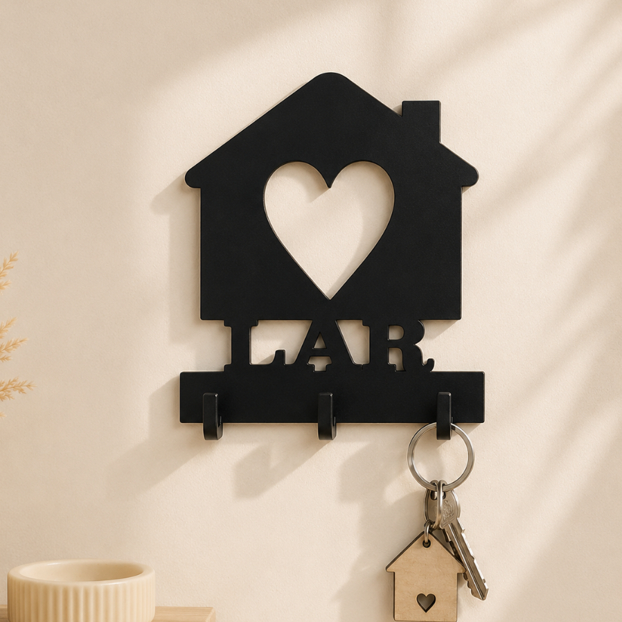 Porta Chaves Lar 3  Pinos MDF 3mm Com Dupla Face Para Fixar Compre Unitário Ou Para Lembrancinhas