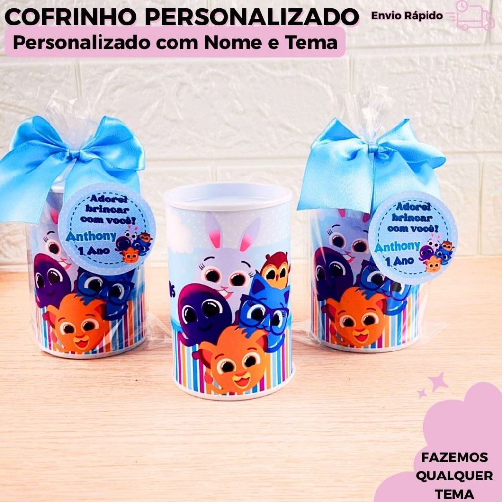 Cofrinho Personalizado Lembrancinha Aniversário Infantil Com Nome Tema e Idade Kit 10 15 30