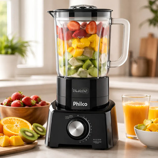 Liquidificador Copo De Vidro Philco Glass 1200w 12 Níveis PLQ1350
