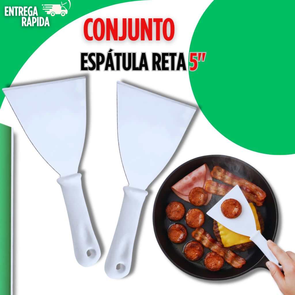 Espátula Reta 5" Chapeiro Hambúrguer Lanchonetes Churrasco Premium Lanche Corta Raspa Resistente