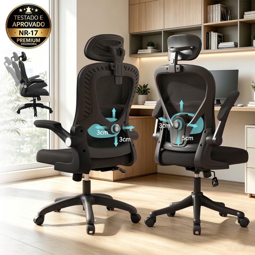 Cadeira Ergonômica Escritório inclinar de 90°a130° Adaptação da cintura , Até 200kg