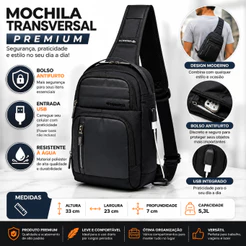 Shoulder Bag Masculina Antifurto Compacta Executiva para Trabalho e Viagem