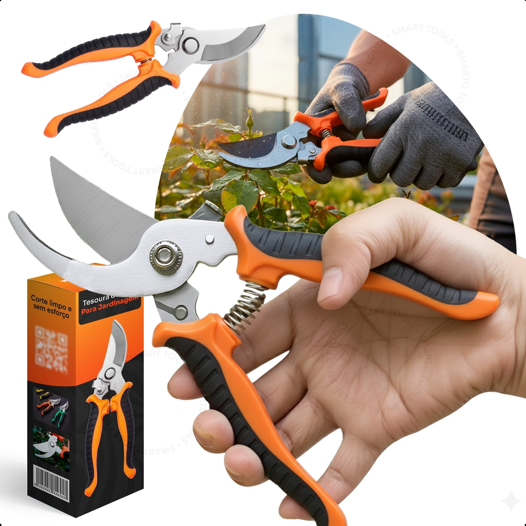 Tesoura de Poda Profissional Alicate Galhos Jardinagem Plantas Jardim Corte Afiado Aço Inoxidável
