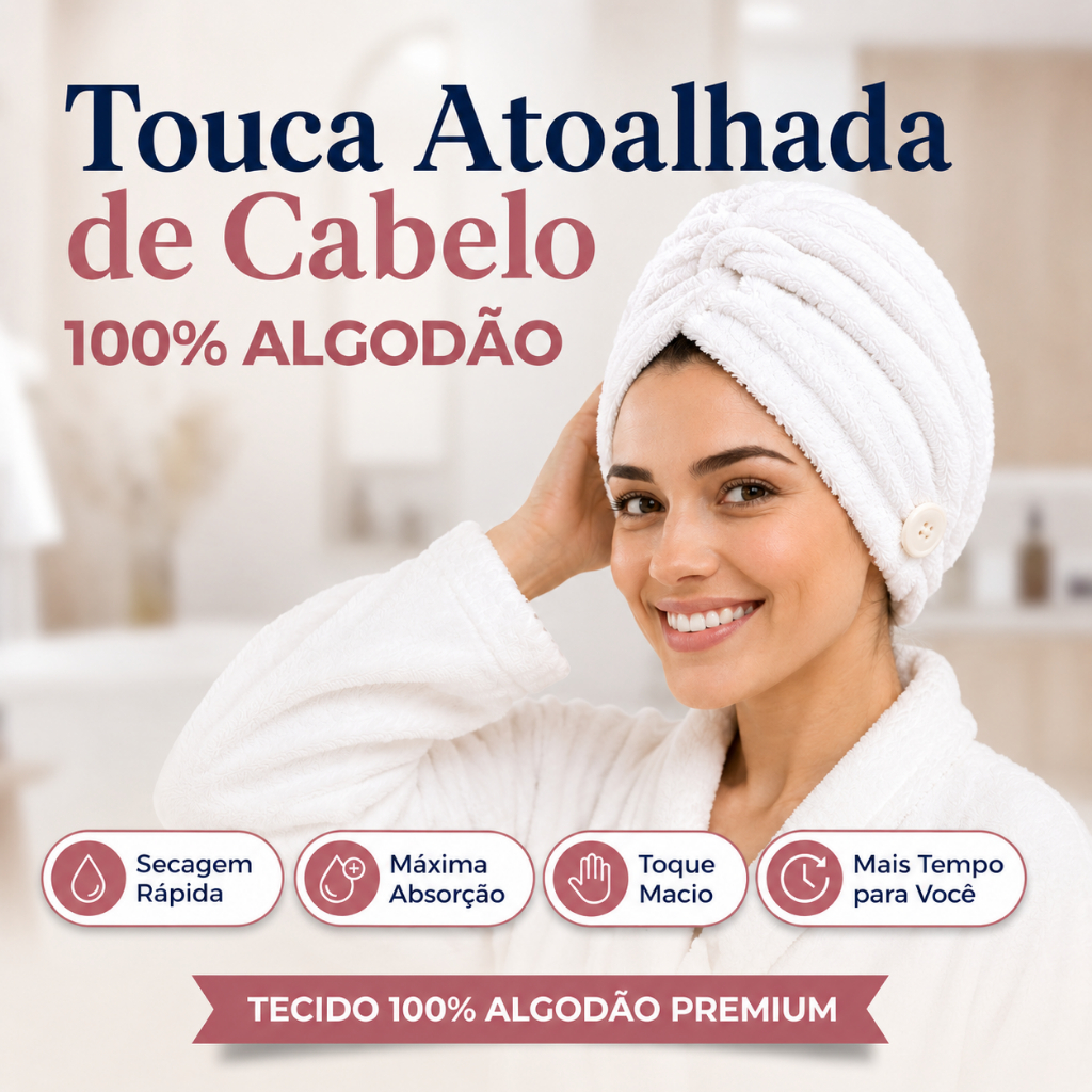 Toalha Touca De Cabelo 100% Algodão Secavel