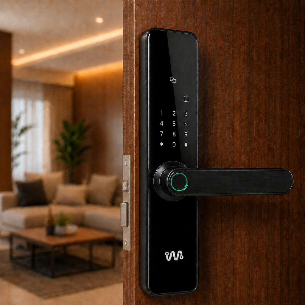 Fechadura Inteligente Luma Eletrônica Digital Grafen Wi-Fi Tag Senha App e Chave Comp Tuya Alexa