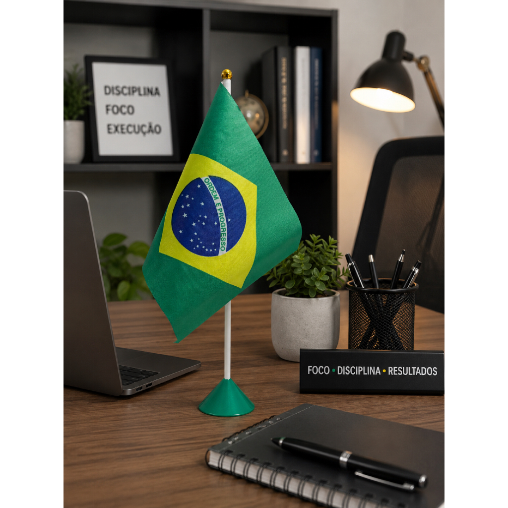Bandeira de Mesa do Brasil com Suporte decoração copa do mundo