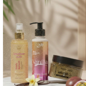 Kit de Cuidados Corporais Body Splash Lumina Gold Hidratante Vanilla Esfoliante Maracujá