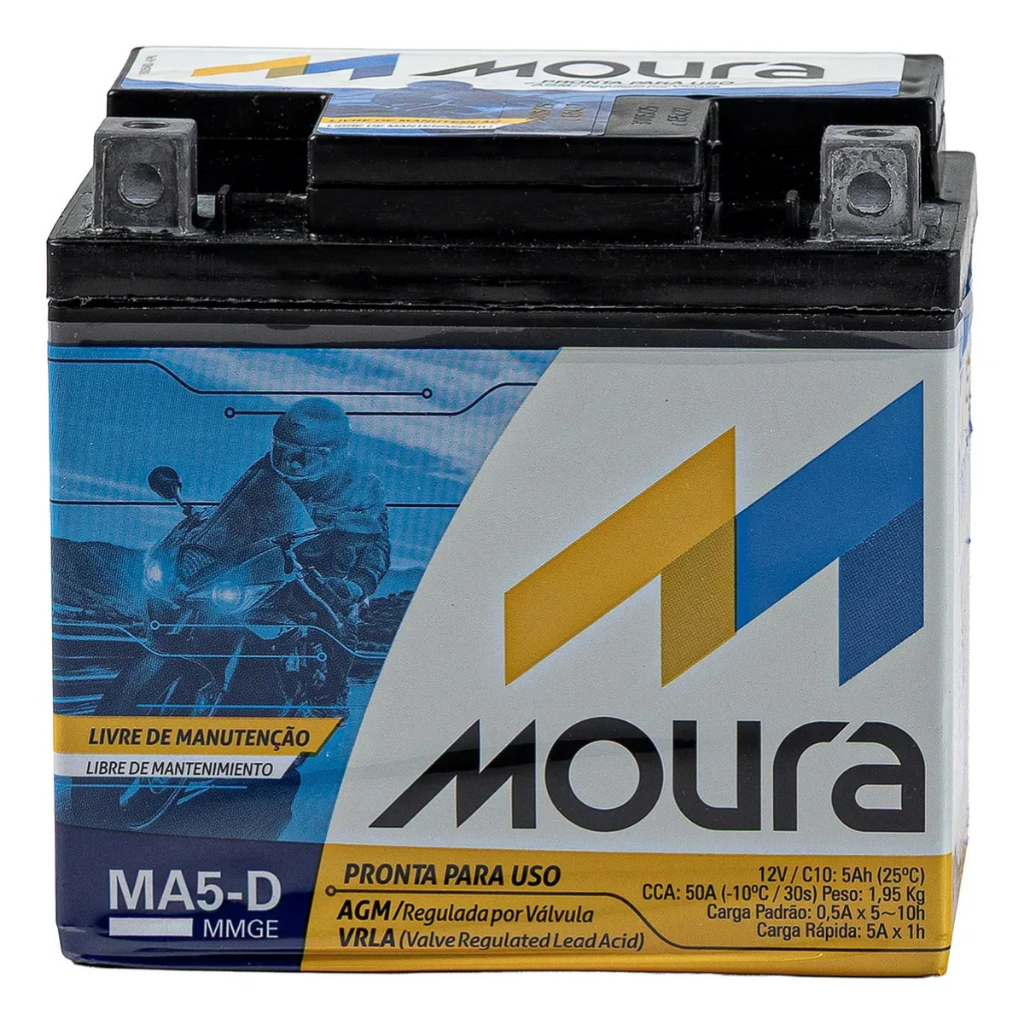 Bateria Moto Moura Ma5-d 5ah Cg/titan/fan/pop/cb250f/bros150/160/xre190/fazer150