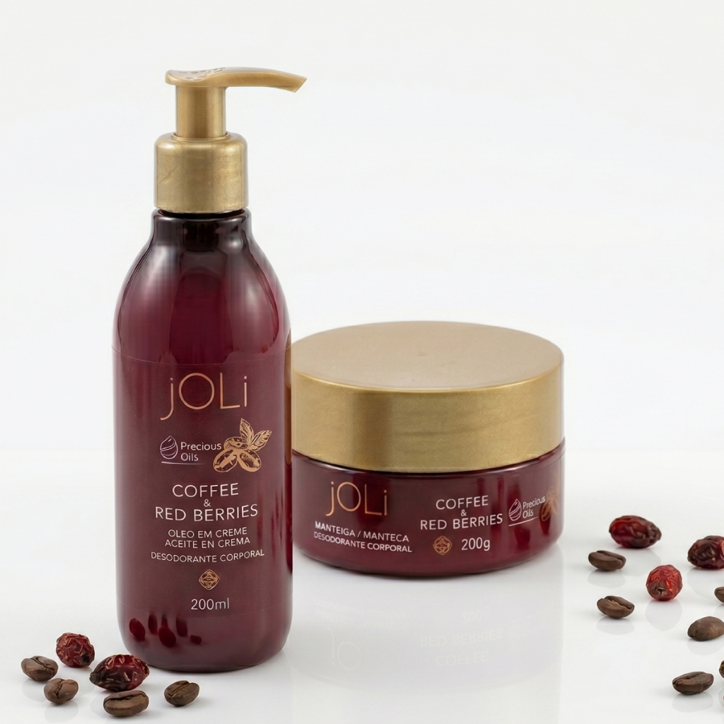Kit Joli: Óleo em Creme Café e Frutas Vermelhas 200ml + Manteiga Hidrante 200ml Hinode
